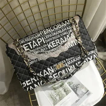 

2020 Summer New Graffiti Diamond Large Capacity Casual Totes Bag High Quality Shoulder Messenger Chain Female Bag Women Handbags