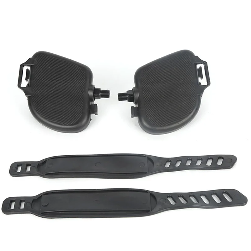 4 Pair Thread Exercise Bike Pedals with Adjustable Bicycle Widened Straps for Sports Cycling Home Gym Bicycle