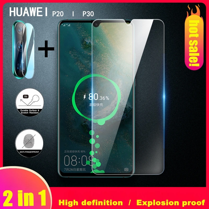 2 in 1 Tempered Glass For Huawei P30 lite P20 Lite Camera lens Screen Protector Film Protective glass | Мобильные телефоны и