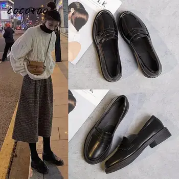 

Single Shoes Women 2020 Spring Japanese Black Work Shoes Peas Shoes Fashion Wild British Small Ck Loafers