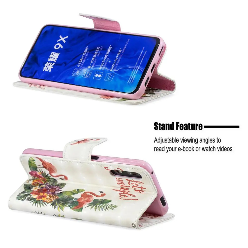 3D узор Бумажник чехол для huawei P30 P20 Коврики 30 20 Pro Lite Honor 9X 8A 8C Y5 Y6 Y7 чехол из искусственной кожи с откидной крышкой-подставкой Чехол