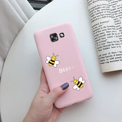 Charming Painted Silicone Soft TPU Phone Case - Cute Design Bumper Back Cover for Galaxy A7 2017 (Pink)