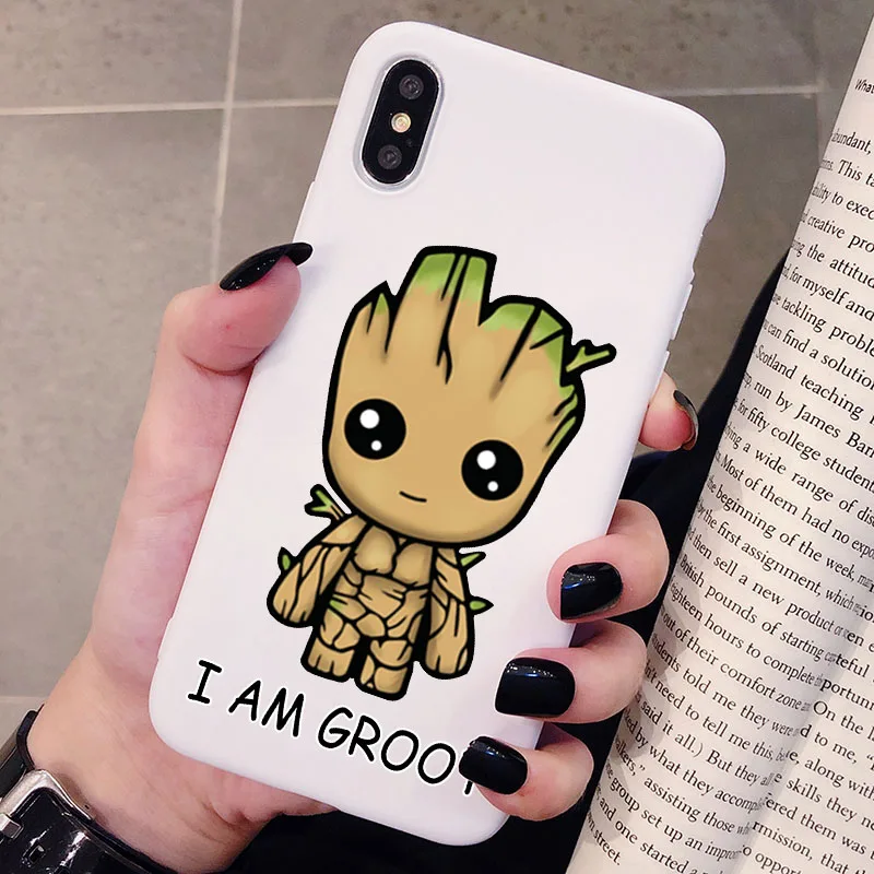 Чехол для телефона с героями мультфильмов I Am Groot Marvel для XiaoMi RedMi Note 8 7 6 5 K20 Pro матовый Силиконовый чехол s мягкая задняя крышка - Цвет: P1White