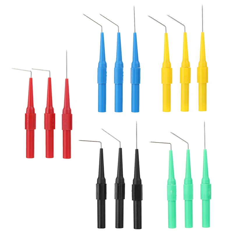 

20pcs 5 Colors 30A Car Repair Puncture Line Probe 90 to 135 Degree Straight Pin Test Tester Diagnostic Tool with Plug Lead Box