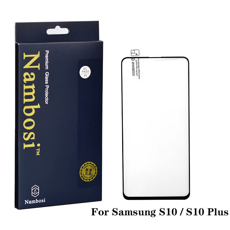 Nambosi 0,23 мм закаленное стекло для samsung Galaxy s10 s10 plus защита экрана S10E полное покрытие Взрывозащищенная защитная пленка - Цвет: Full cover Black