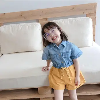 

2020 New Girls Patchwork Overalls Summer Denim Fashion Girls Shorts 2-7t QA735