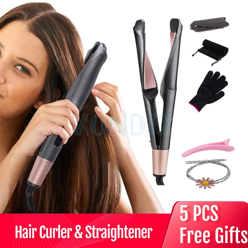 Best Price 2-In-1 Spiral-Wave Straightener Hair-Curler Curling Iron Styling-Tools Professional New qxQKMpWXRm5