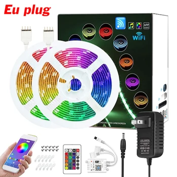 

LED flexible light strip application 5050 RGB new waterproof 10M WiFi smart remote dimming color light strip power supply kit-2x
