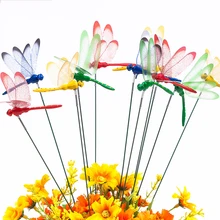 10 шт./лот, искусственные стрекозы, бабочки, садовое украшение, для улицы, 3D моделирование, стрекоза, колья, для двора, растения, газон, Декор, палочка