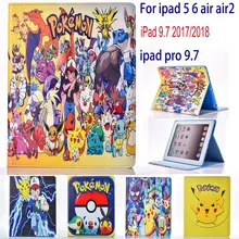 Чехол для Apple ipad 5 6 air 2 ipad 9,7 чехол Pokemon Go Милый Пикачу планшет pu кожаный чехол откидная подставка coque para