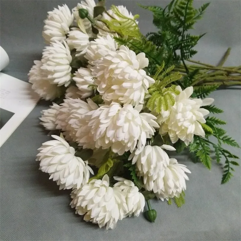 

Fake Short Stem Calendula (3 heads/piece) 21.26" Length Simulation Chrysanthemum for Wedding Home Decorative Artificial Flowers