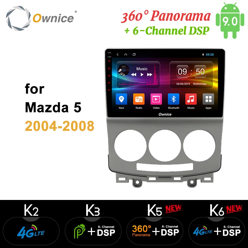 Автомобильный DVD-плеер Ownice k3 k5 k6 Android 9 0 8 ядер 4 Гб + 64 ГБ для Mazda 5 2004 2005 2006 2007 2008 2009 2010