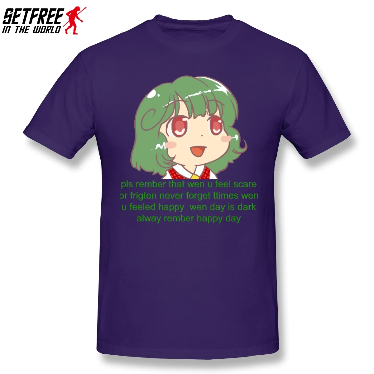 Chibi Yuuka Для мужчин T рубашка большого размера с О-образным вырезом хлопок короткий рукав на заказ с изображением забавных милых аниме мем футболки - Цвет: Фиолетовый