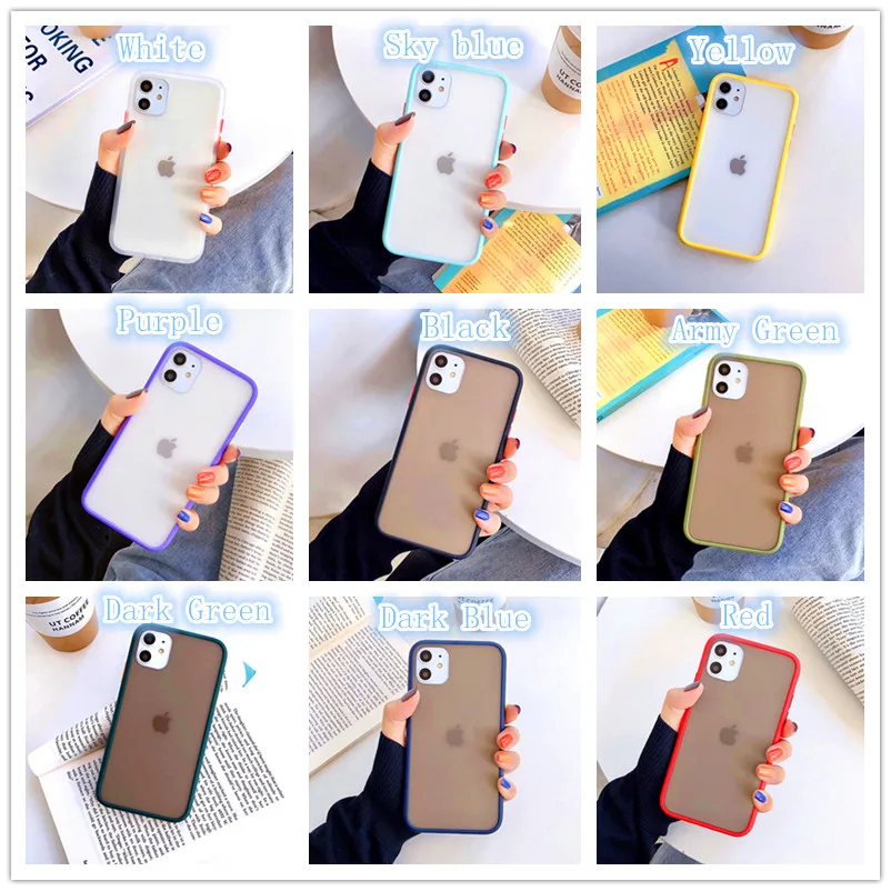 

For iPhone 6 Case Translucent Matte Shockproof Protective Case Cover for Apple iPhone 6 s 7 8 plus iphone x xr xs max 11 pro max