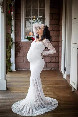 Длинное кружевное платье для беременных; одежда для фотосессии - Цвет: 1