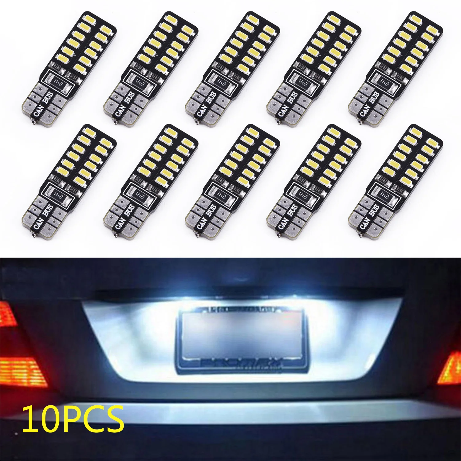 10pcs 194 W5W T10-3014-24SMD LED Canbus Error Free Car License Plate Lights  