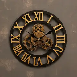 Roman Numerals Industrial Wind Wall Clock Home Decor Living Room Wall Decoration Gear Clock Retro Pendant Mute Clock
