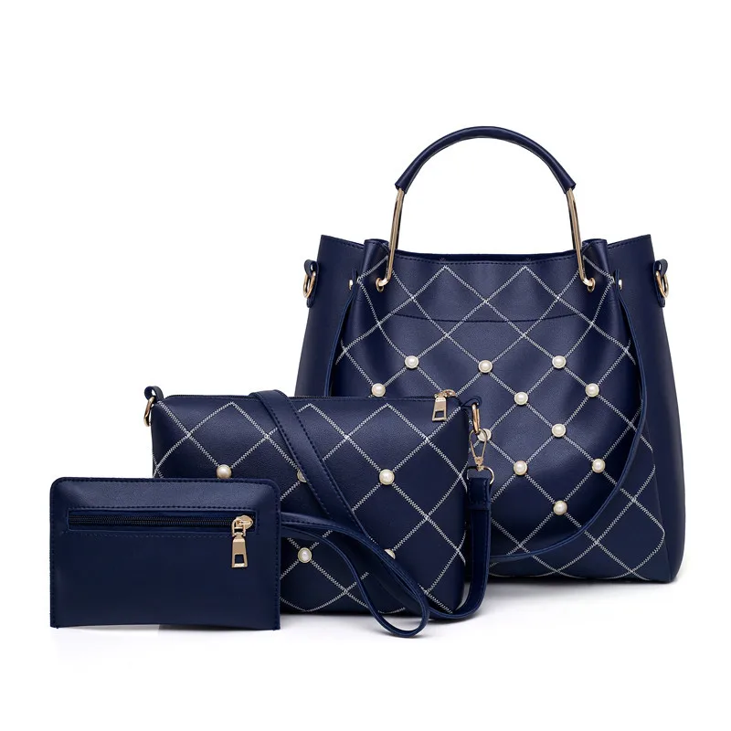 Новая модная женская сумка, комплект из 3 предметов, композитная сумка, женская сумка на плечо в клетку#197408