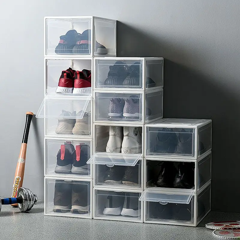 

Transparent Shoe Box Storage Shoe Boxes Thickened Dustproof Shoes Organizer Box Can Be Superimposed Combination Shoe Cabinet