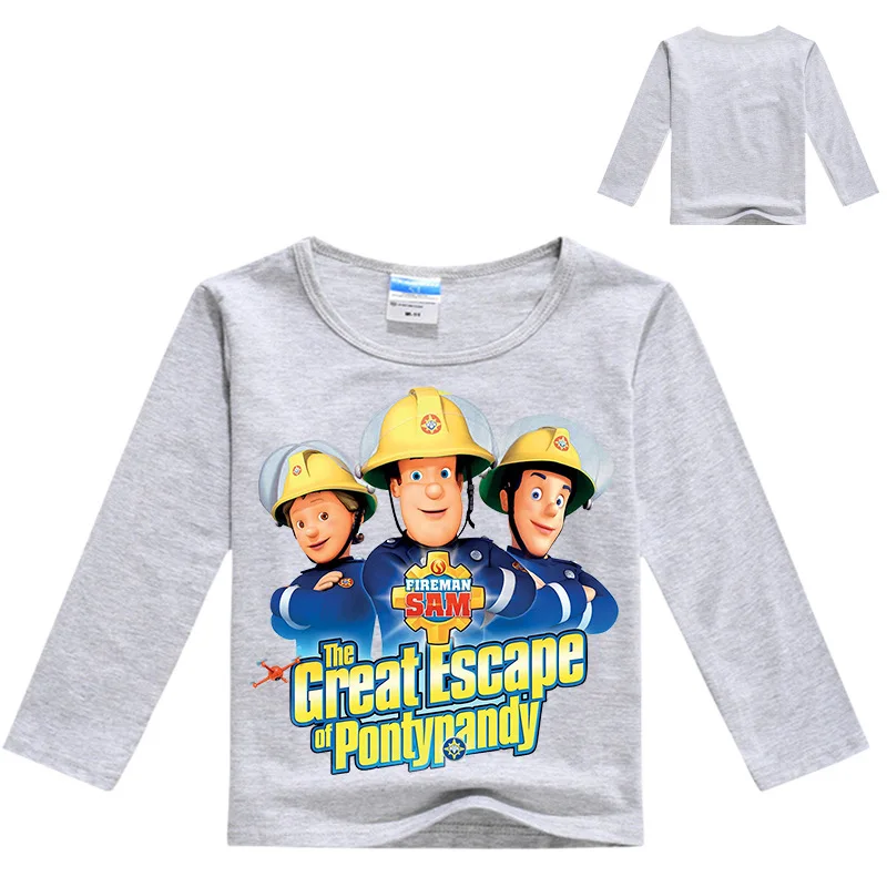 Новая весенне-летняя футболка с рисунком пожарного Сэма для маленьких мальчиков детская одежда детские футболки с длинными рукавами