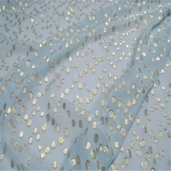Classical Shiny Silk Chiffon with Dot Jacquard Fabric in Light Blue Color for Lady Charming Dress Clothing
