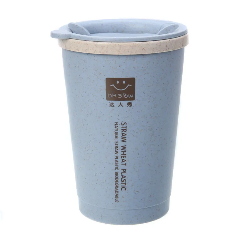 Кофейная чашка 280 мл пшеничная соломенная портативная двухслойная портативная офисный кофейный чайный чашка кружки подарки#4S17