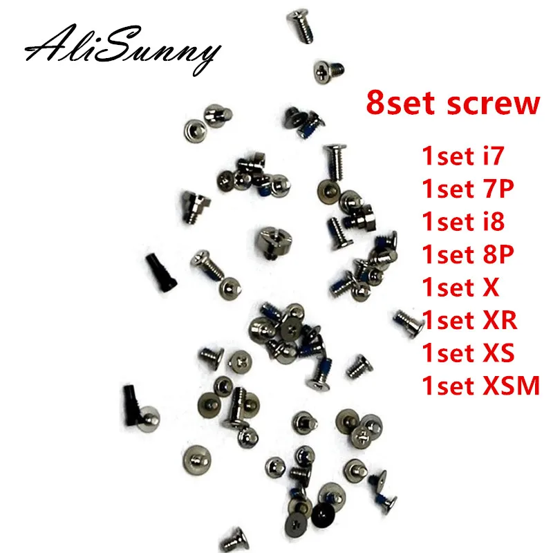 AliSunny 8 ensemble complet jeu de vis complet pour iPhone 7 8plus X XS XR XSmax complet vis Kits intérieurs pièces de rechange