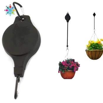 

2Pcs Retractable Basket Hanging Hook Pull Down Hanger Pulley Garden Plant Pot Pull Down Hanging Hanger Plant Pot Hooks TLS