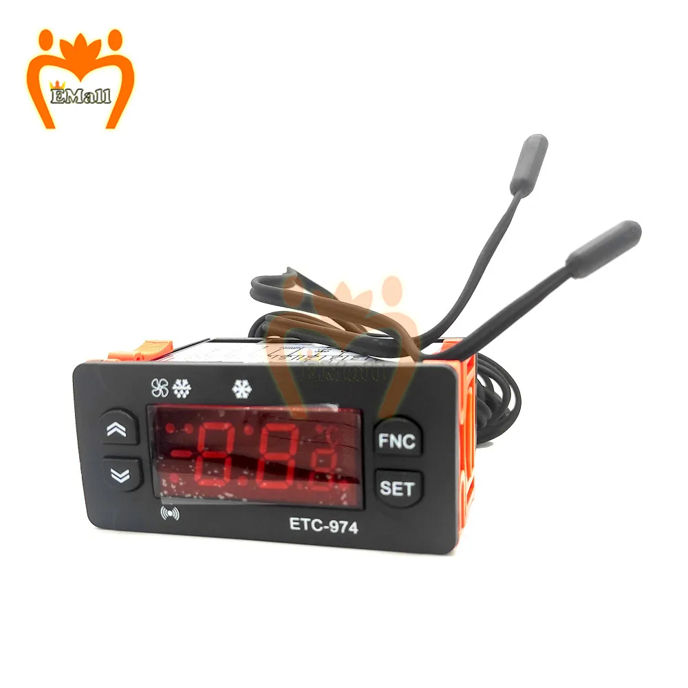 ETC-974 Digital Temperature Controller Microcomputer Thermostat Refrigeration Alarm 220V 2M NTC Sensor For Incubator Bird Fish
