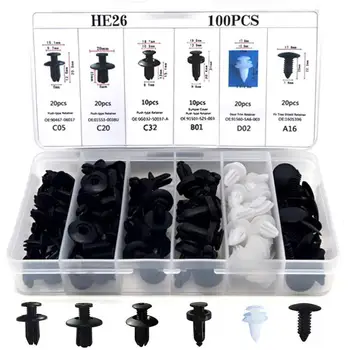 

100 PCS Automotive Fasteners Clip Mixed Car Body Push Retainer Pin Universal Purpose Plastic Expansion Rivets Bumper