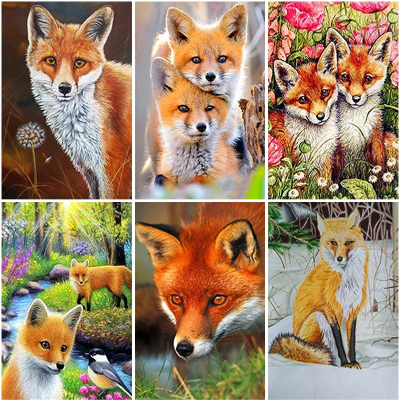 

DIY 5D Diamond Painting Full Round/Square Resin Fox Picture Diamond Embroidery Animlas Cross Stitch Diamond Mosaic Home Decor