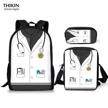 

THIKIN Doctor Uniform Pattern School Book Bags for Teenage Girls Boys Schoolbag Student School Backpack Children Bagpack Primary