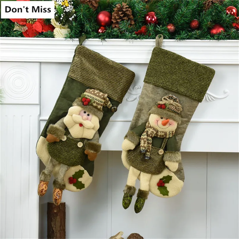 

Santa Claus Snowman Sock Xmas Ornaments Gift Bag Christmas Tree Decoration New Year Products Christmas Stockings Kerst Decoratie