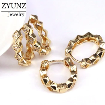 

5 Pairs, Luxury Gold Hoop Earrings for Women Statement Geometric CZ Crystal Huggie Earrings Wedding Jewelry Gift