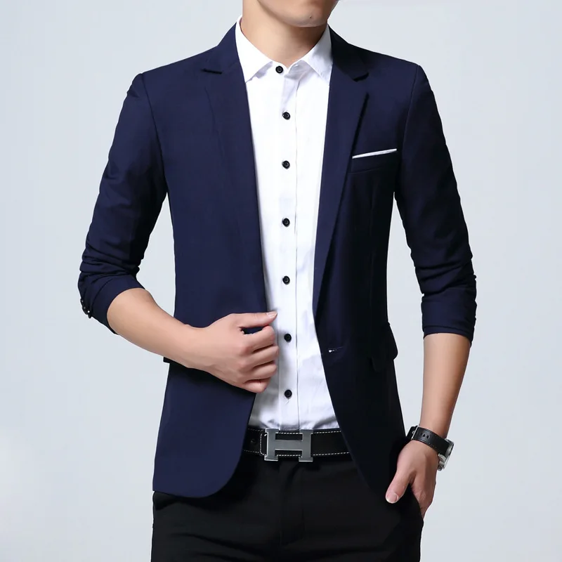 

2020 Autumn New Men's Black Business Suit Classic Style High Quality Fashion Casual Blazer Jacket Male Blue Red Brand Clothes