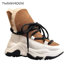 Зимние ботинки на меху; замшевые зимние ботинки; женские ботильоны; теплая шерстяная обувь на плоской подошве; кроссовки на шнуровке; zapatos de mujer