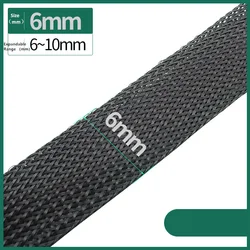Black Insulated Braid Sleeving - PET Wire Cable Protection Sleeve - 1 Meter (6MM)