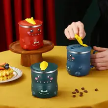 Taza de agua con asa, vaso de acero inoxidable con diseño de dibujos animados para niños, para beber, para el hogar