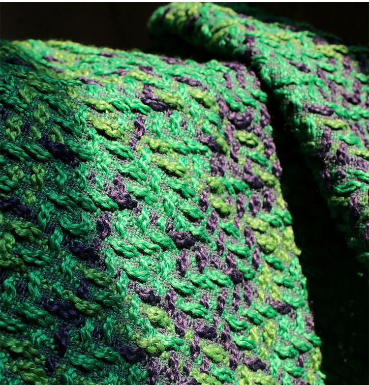 Зеленый свитер осень зима толстое шерстяное пальто плед зеленый дизайнер Оригинальные ткани для лоскутов