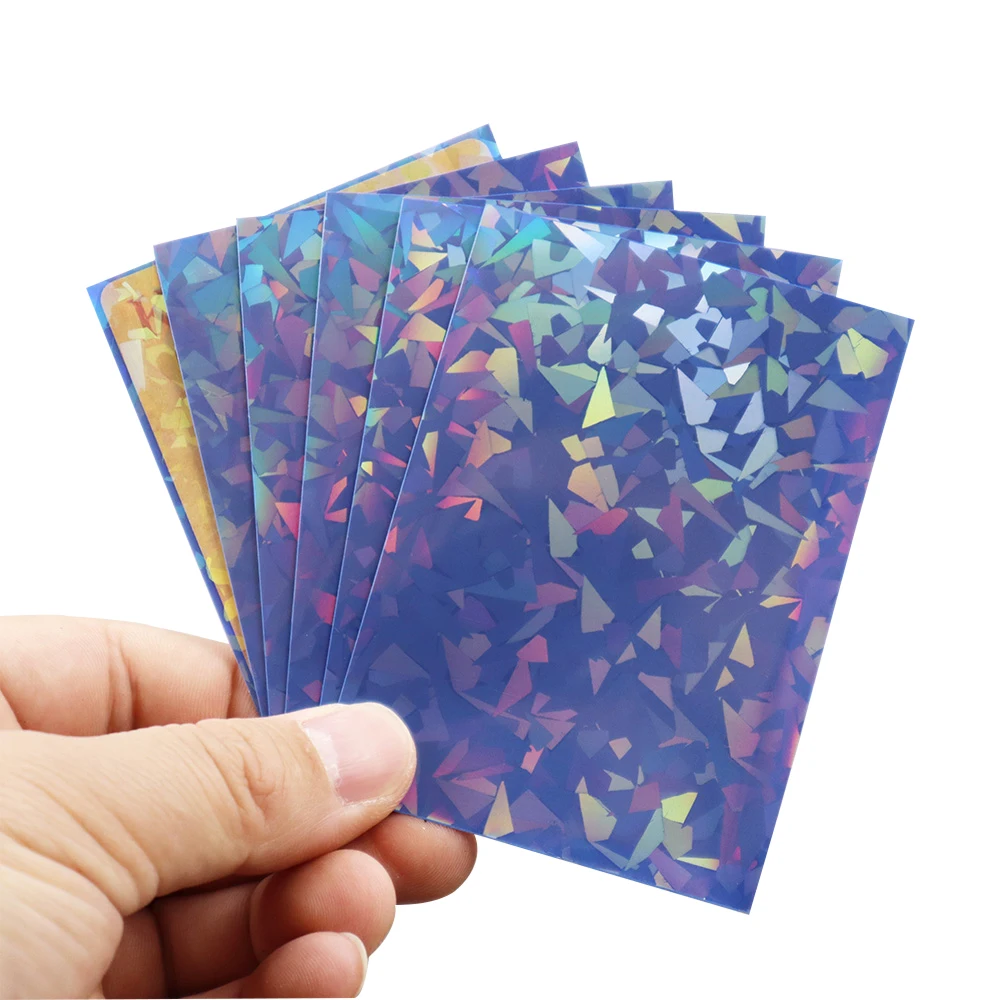 100PCS/LOT Blue Matte Broken Gemstone Glass Laser Card Sleeves Film Holographic Standard Card Sleeves For Pkm/MGT Card Protector