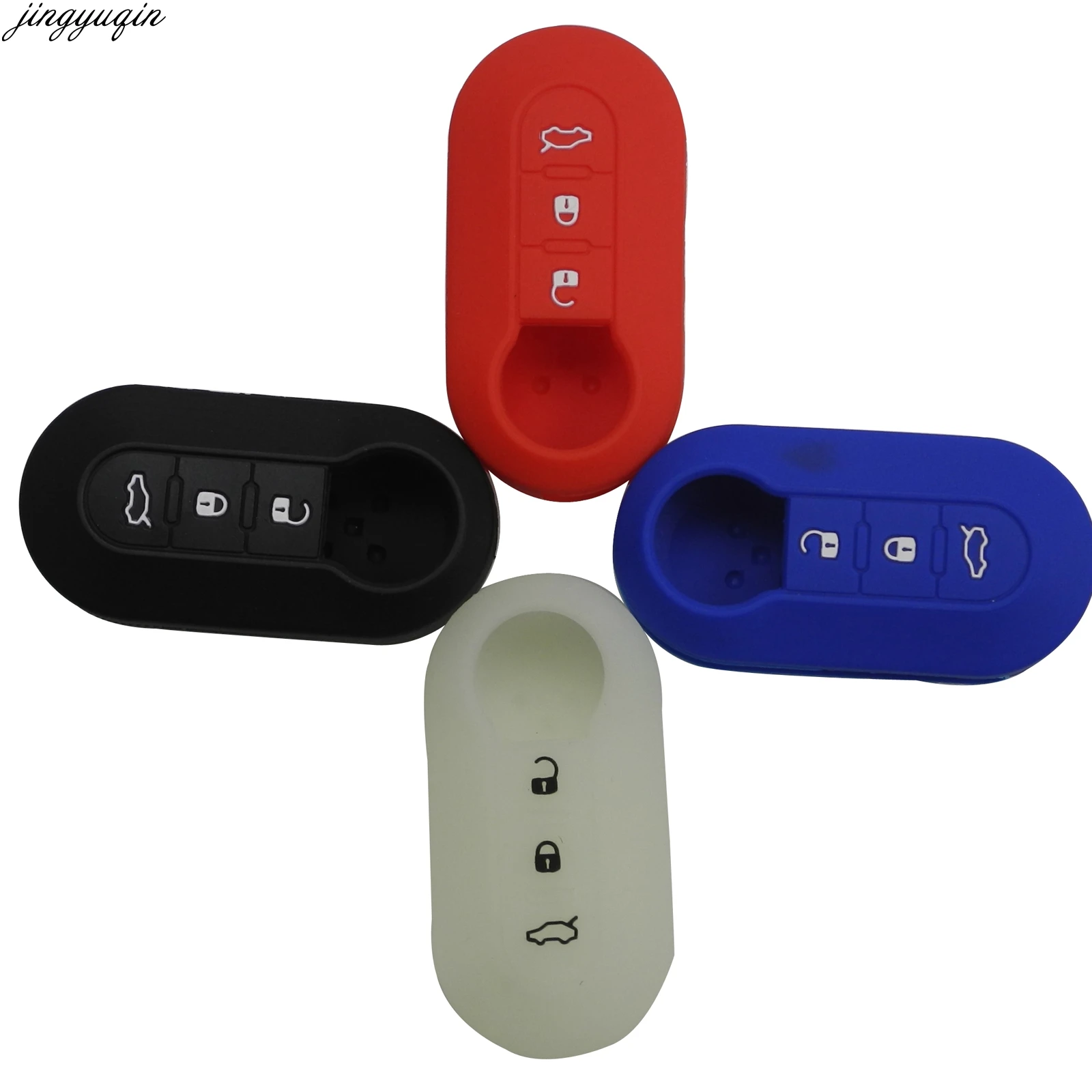 Jingyuqin 3 button Silicone Car Key Cover CASE Fit for FIAT 500 Panda Punto Flip Folding Remote Case | Автомобили и мотоциклы