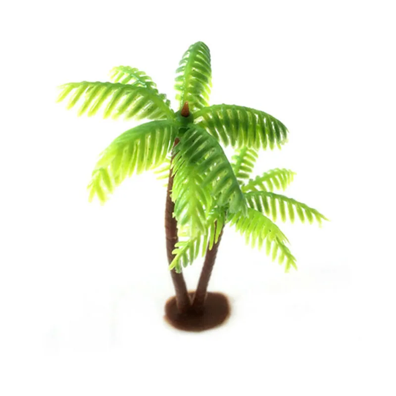 5Pcs Mini Plastic Coconut Palm Tree Plant Craft Micro Landscape Aquarium Decor Plastic Coconut Palm Tree