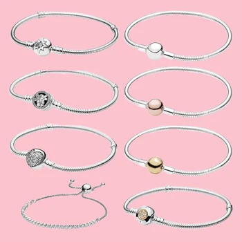 

NEW 925 Sterling Silver Classic Bracelet Gold Clear CZ Charm Bead Fit DIY The Crystal Bracelets Jewelry Factory Wholesale