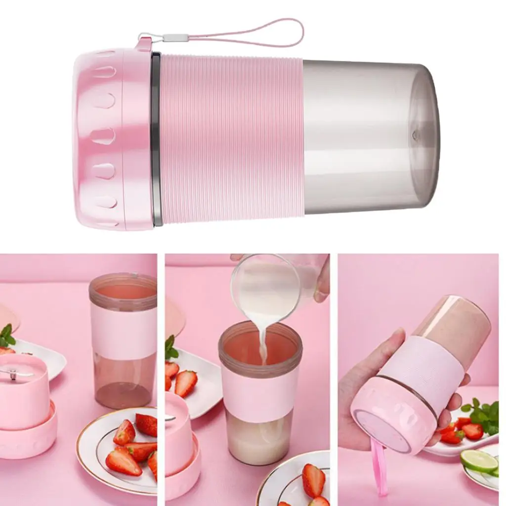 USB Electric Safety Juicer Cup Mini Portable Rechargeable 0.3L Water Bottle Personal Size Smoothies Shakes Ice Blender Mixer
