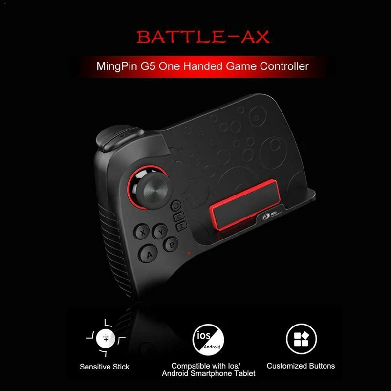  FFYY-G5 One-Handed Wireless Bluetooth Gamepad Mobile Controller Game Joystick Trigger Button for PU