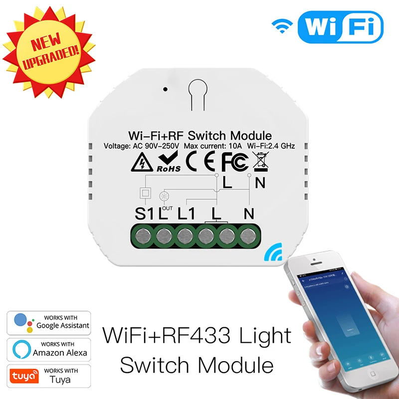 

DiY WiFi 2 Way Smart Light Switch Relay Module Smart Home Smart Life/Tuya APP Remote Control Work With Alexa Echo Google Home