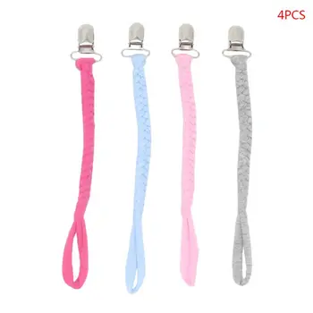 

4Pcs Baby Pacifier Clip Chain Cotton Holder Soother for Infant Chew Teething Toy XXFE