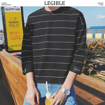 

LEGIBLE Korean T-Shirts Men Striped Streetwear 2020 Summer Mens Loose Casual Short Sleeve Tops Tees Male T Shirts Japan
