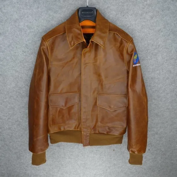 

Free shipping.Brand A-2 style leather coat,plus size mens 100% genuine leather Jackets,classic Bomber flight jacket
