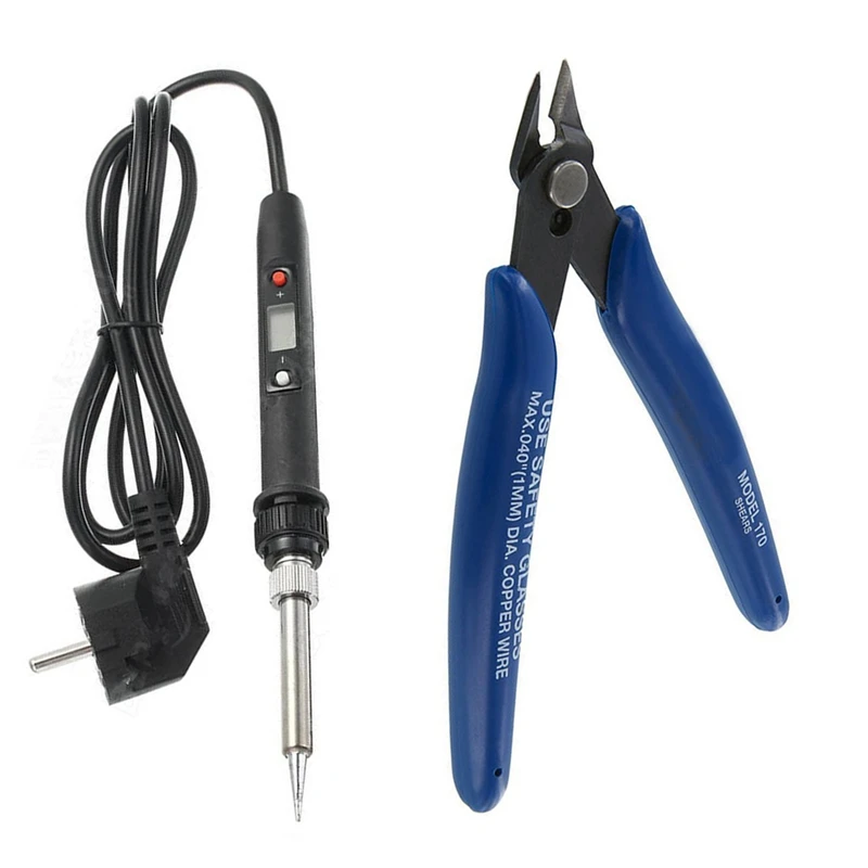 

1 Pcs 936H 80W 220V LCD Digital Thermostat Adjustable Lead Free Electric Soldering Iron Mini Soldering Station EU Plug Black & 1
